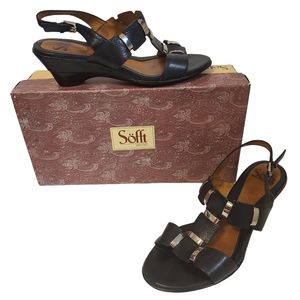 Sofft Alina Black Leather Sandals 7.5M #1227807